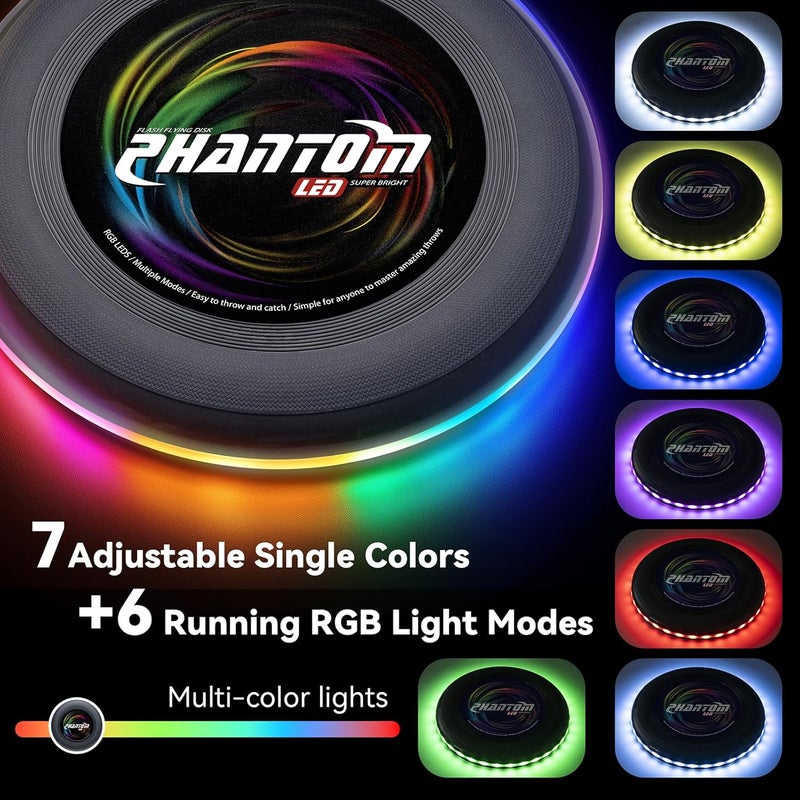 BAOMWSL Light Up Flying Disc - 16 Million Colors RGB or 50 LEDs, Ultra Bright, 13 Light Modes, Rechargeable, Waterproof, Christmas Stocking Stuffers Gift, Camping Toy for Kid/Teen/Adult, 175g - Image 2